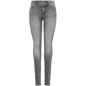 Only, Oblush Life Mid Sk Ankraw re Jeans Grijs, Dames, Maat:XS L30