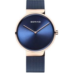 Bering, Klassiek Milanaise Blauw Quartz Horloge Veelkleurig, Dames, Maat:ONE Size