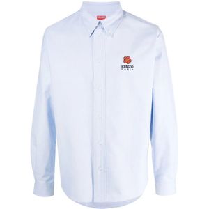 Kenzo, Overhemden, Heren, Blauw, XL, Katoen, Boke Flower Longsleeve Shirt