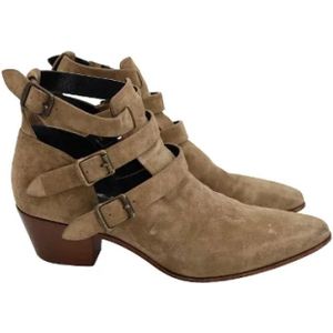 Saint Laurent Vintage, Pre-owned, Dames, Beige, 40 EU, Suède, Pre-owned Suede boots