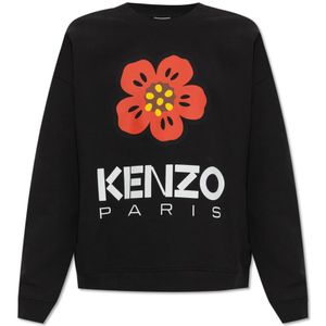 Kenzo, Sweatshirts & Hoodies, Dames, Zwart, L, Katoen, Bedrukte sweatshirt