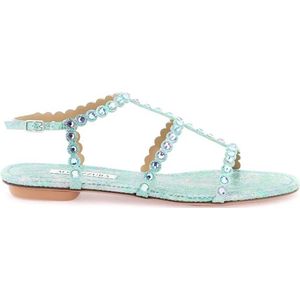 Aquazzura, Flat Sandalen Blauw, Dames, Maat:37 EU