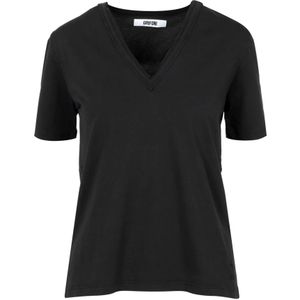 Mauro Grifoni, Tops, Dames, Zwart, XL, Katoen, Zwart Grifoni V-Hals T-Shirt