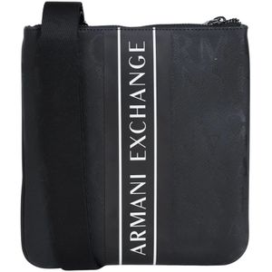 Armani Exchange, Tassen, Heren, Zwart, ONE Size, Polyester, Casual Schoudertas met Logo Detailing