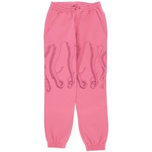 Octopus, Broeken, Heren, Roze, XL, Katoen, Roze Fleece Trainingsbroeken met Tentakel Print