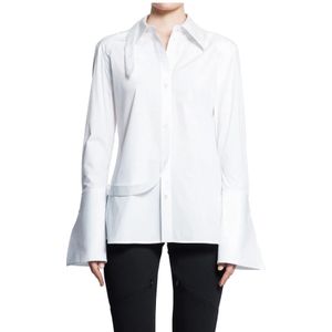 Courrèges, Blouses & Shirts, Dames, Wit, XS, Witte Poplin Shirt met Verstelbare Kraag
