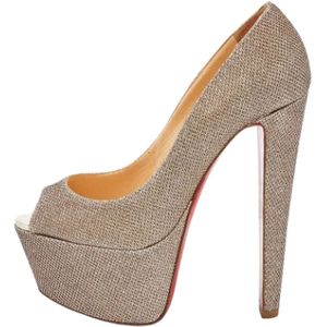 Christian Louboutin Pre-owned, Pre-owned Fabric heels Geel, Dames, Maat:37 EU