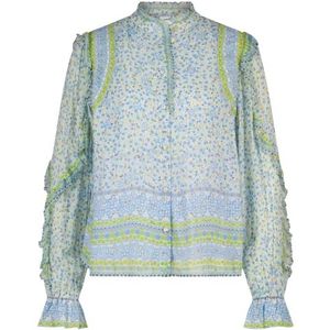 Fabienne Chapot, Blouses & Shirts, Dames, Veelkleurig, XL, Doorschijnende Blouse met Mooie Print en Lurex Details