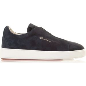 Santoni, Schoenen, Heren, Blauw, 41 EU, Suède, Premium Suède Sneakers voor Mannen