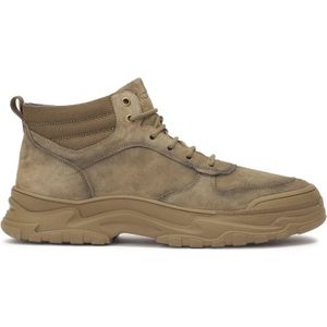 Kazar, Schoenen, Heren, Beige, 44 EU, Leer, Sneakers met een hoge bovenkant op een verhoogde zool