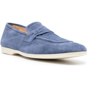 Kiton, Schoenen, Heren, Blauw, 44 EU, Leer, Korenbloemblauwe Su?de Loafers