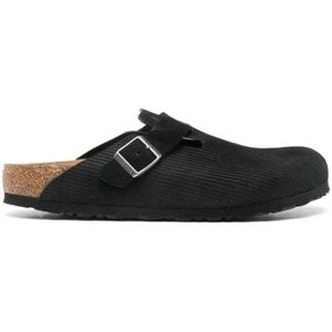 Birkenstock, Schoenen, Heren, Zwart, 42 EU, Suède, Zwarte Suède Sandalen Gesp-Slip-On