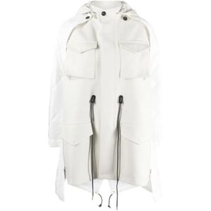 Sacai, Parkas Wit, Dames, Maat:M