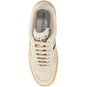 Moncler, Schoenen, Heren, Beige, 42 EU, Luxe leren sneakers met zwarte details