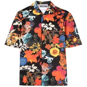 Moschino, Overhemden, Heren, Veelkleurig, M, Katoen, Bloemenprint Camp Kraag Shirt