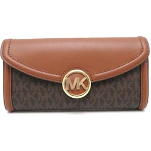 Michael Kors Pre-owned, Pre-owned, Dames, Bruin, ONE Size, Tweed, Pre-owned Canvas wallets