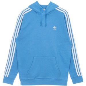 Adidas, Sweatshirts & Hoodies, Heren, Blauw, XL, Katoen, 3-strepen Hoody Lange Mouw Sweatshirt