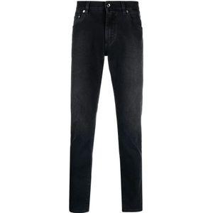 Dolce & Gabbana, Jeans, Heren, Zwart, 2Xl, Katoen, Slim-Fit Jeans met Medium Taille