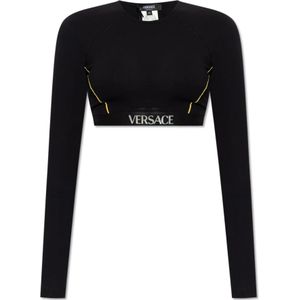 Versace, Crop top Zwart, Dames, Maat:S