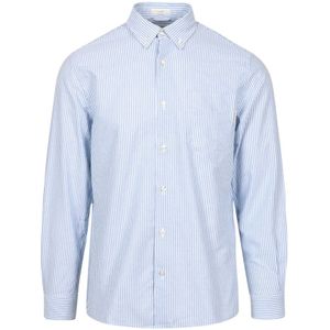 Roy Roger's, Overhemden, Heren, Blauw, XL, Blauwe Oxford Kraag Overhemd Lange Mouw