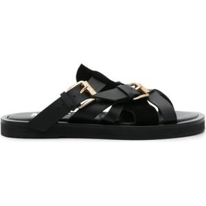 Moschino, Zwarte Suède Sandalen Zwart, Heren, Maat:40 EU