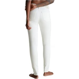 Calvin Klein, Broeken, Dames, Wit, W27 L32, Mid Rise Skinny Broek - Upgrade Jouw Garderobe