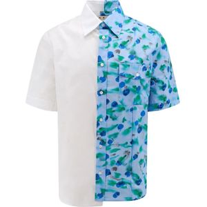 Marni, Overhemden, Heren, Blauw, M, Katoen, Katoenen shirt met bloemenprint