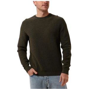 Selected Homme, Truien, Heren, Groen, XL, Groene Gebreide Structuur Crew Neck Trui