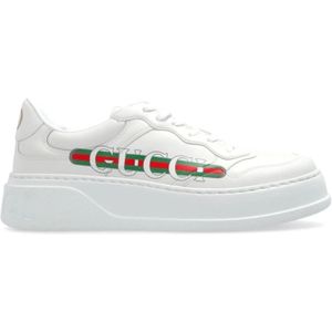 Gucci, Schoenen, Heren, Wit, 43 EU, Witte Panel Logo Sneakers