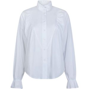 Jane Lushka, Blouses & Shirts, Dames, Wit, M, Katoen, Stijlvolle Witte Blouse met Gerimpelde Details