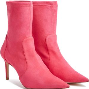 Stuart Weitzman, Schoenen, Dames, Roze, 37 EU, Suède, Stijlvolle Puntige Bootie