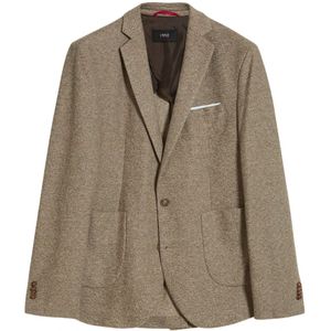 Cinque, Jassen, Heren, Bruin, L, Katoen, Ongeconstrueerde 2-knops blazer met revers