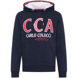 Carlo Colucci, Sweatshirts & Hoodies, Heren, Blauw, 2Xl, Katoen, Atletico Sweathoodie D`Amante