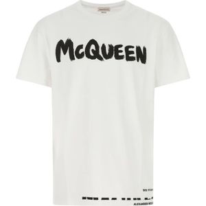 Alexander McQueen, Tops, Heren, Wit, XL, Katoen, Casual Katoenen T-Shirt