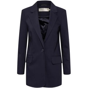 InWear, Elegante Lange Blazer Blauw, Dames, Maat:3XL