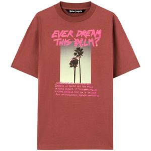 Palm Angels, T-shirt met Grafische Print en Ronde Hals Rood, Heren, Maat:M