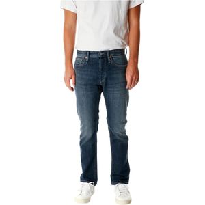 Denham, Jeans, Heren, Blauw, W33 L32, Denim, Straight Fit Jeans met lage taille