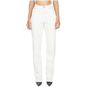 Mugler, Jeans, Dames, Wit, XS, Katoen, Hoge Taille Panel Jeans van Katoenmix