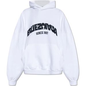 Balenciaga, Sweatshirts & Hoodies, Dames, Wit, M, Katoen, Oversized hoodie
