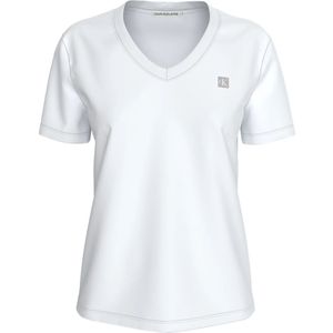 Calvin Klein, Tops, Dames, Wit, M, Katoen, Witte T-shirts en Polos Klassieke Pasvorm