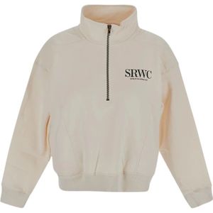 Sporty & Rich, Crème Sweatshirt met Lange Mouwen Beige, Dames, Maat:M