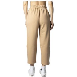 Tommy Hilfiger, Broeken, Dames, Beige, M, Polyester, Beige Vetersluiting Broek met Lycra Mix