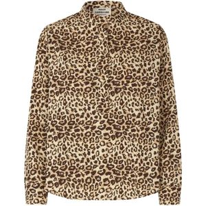 Mads Nørgaard, Blouses & Shirts, Dames, Veelkleurig, M, Katoen, Stijlvolle luipaardprint blouse