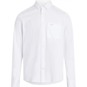 Calvin Klein, Overhemden, Heren, Wit, XL, Katoen, Glad Katoen Zak Slim Shirt