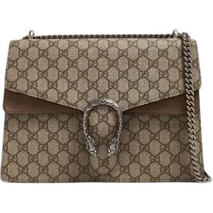 Gucci Vintage, Pre-owned, Dames, Beige, ONE Size, Suède, Pre-owned Canvas gucci-bags