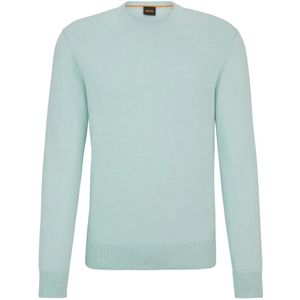 Hugo Boss, Truien, Heren, Blauw, L, Katoen, Lichtblauwe Cashmere Sweater Straight Fit
