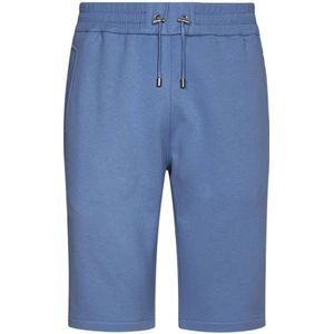Balmain, Korte broeken, Heren, Blauw, M, Katoen, Lichtblauwe Bermuda Shorts met Flock Logo