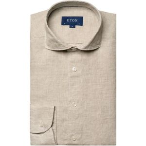 Eton, Bruin Slim Fit Overhemd van Eton Beige, Heren, Maat:L