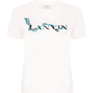 Lanvin, Tops, Dames, Roze, M, Katoen, T-Shirts
