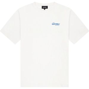 Quotrell, Tops, Heren, Wit, XL, Katoen, Stijlvol Heren Wit/Blauw T-Shirt